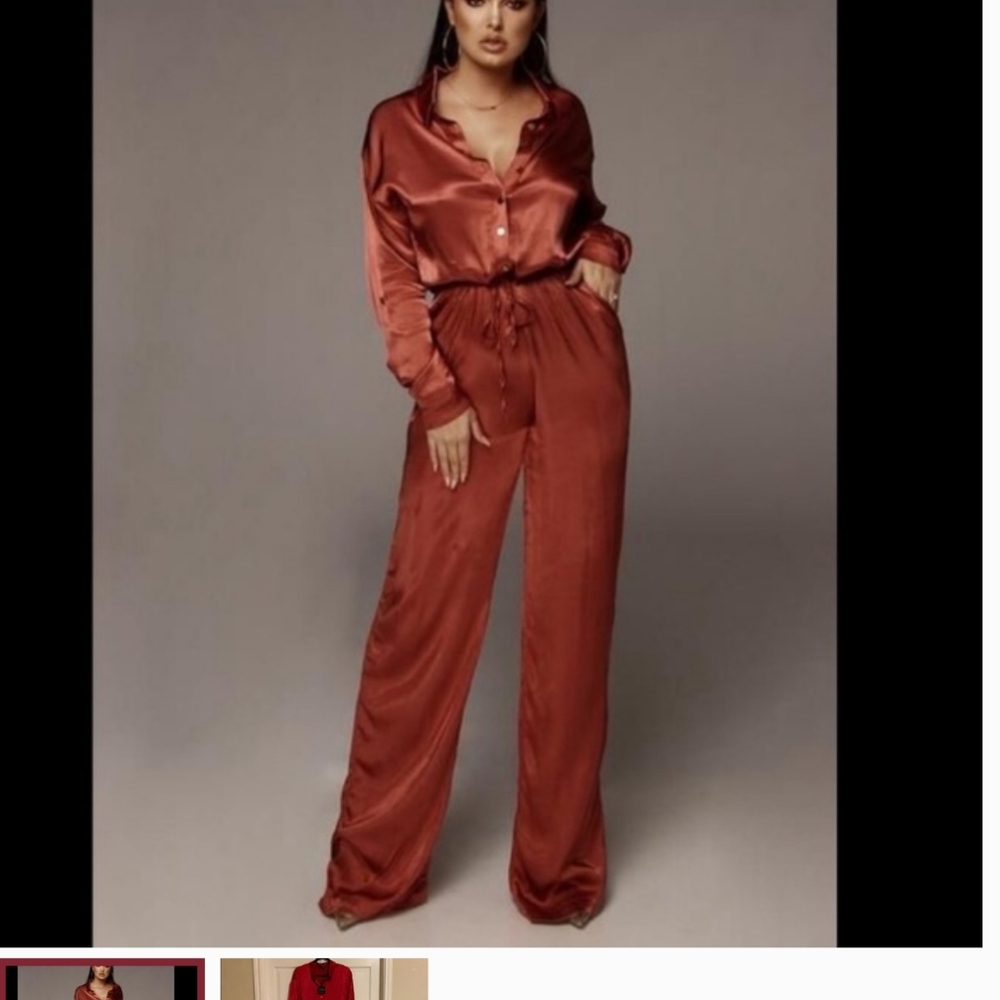 Jluxlabel red Victoria Silk JUMPSUIT